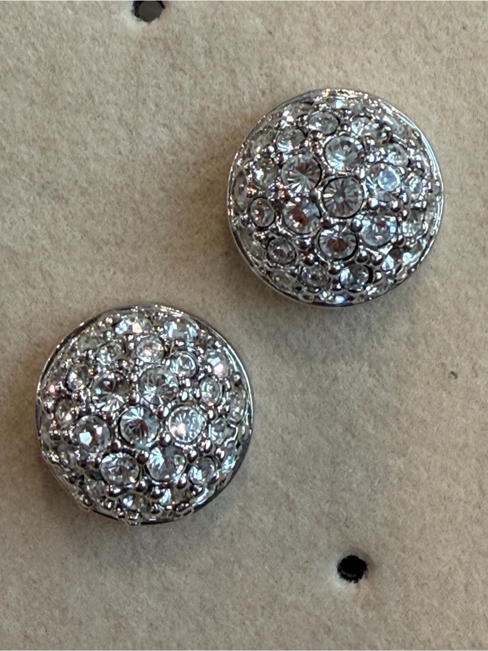 Swarovski Clear Crystal Pavé Dome Stud Earrings Silver Tone